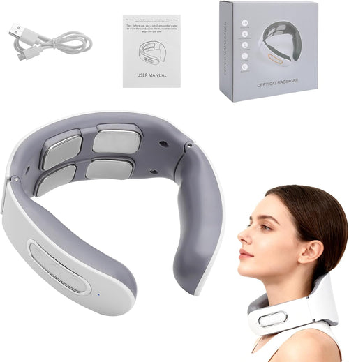 Tragbares Elektrische Nackenmassagegeräte, 6 Modi Und 9 Intensitätsstufen Nackenmassagegerät Mit Wärme, Verstellbar Massagegerät Nacken, Pulsmassagegerät Für Nacken,Nackenlösung Für Zuhause,Büro,Reise